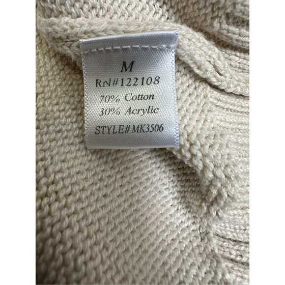 Pink Lily women’s cream knit sweater pink heart size Medium #44-1726 - Picture 3 of 5